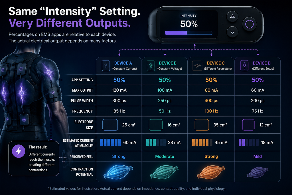 EMS amplitude vs intensity