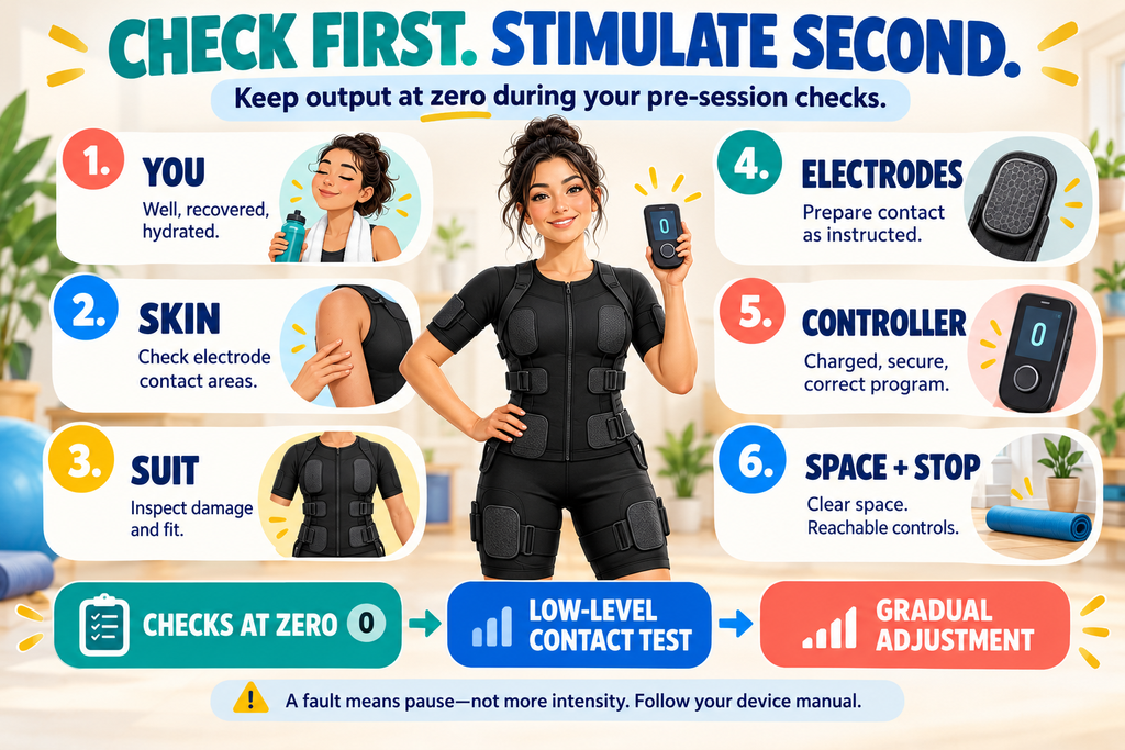 EMS suit pre-session check